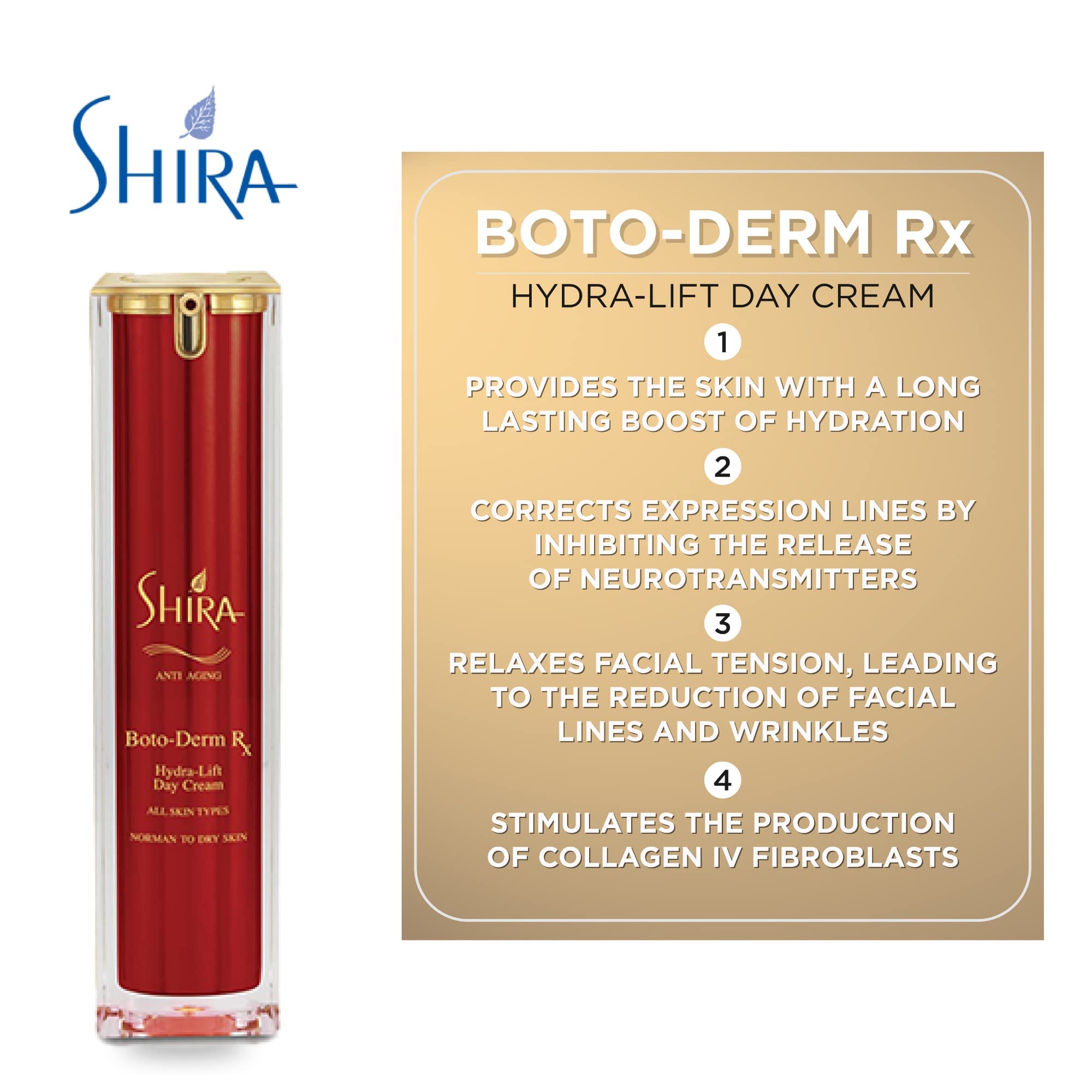 Shira Boto-Derm Rx Anti Aging Hydra-Lift Day Cream 1.35 fl oz